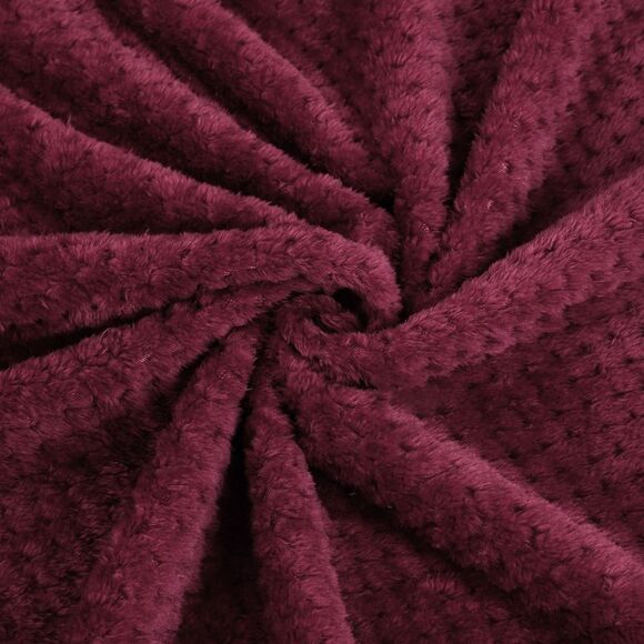 Flannel Fleece Bed Blankets Microfiber Plush 330GSM 66"x90" Burgundy - Picture 5 of 6
